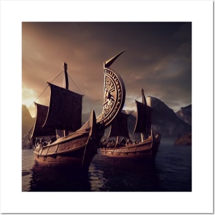 Viking Raiders on Longships Posters and Art